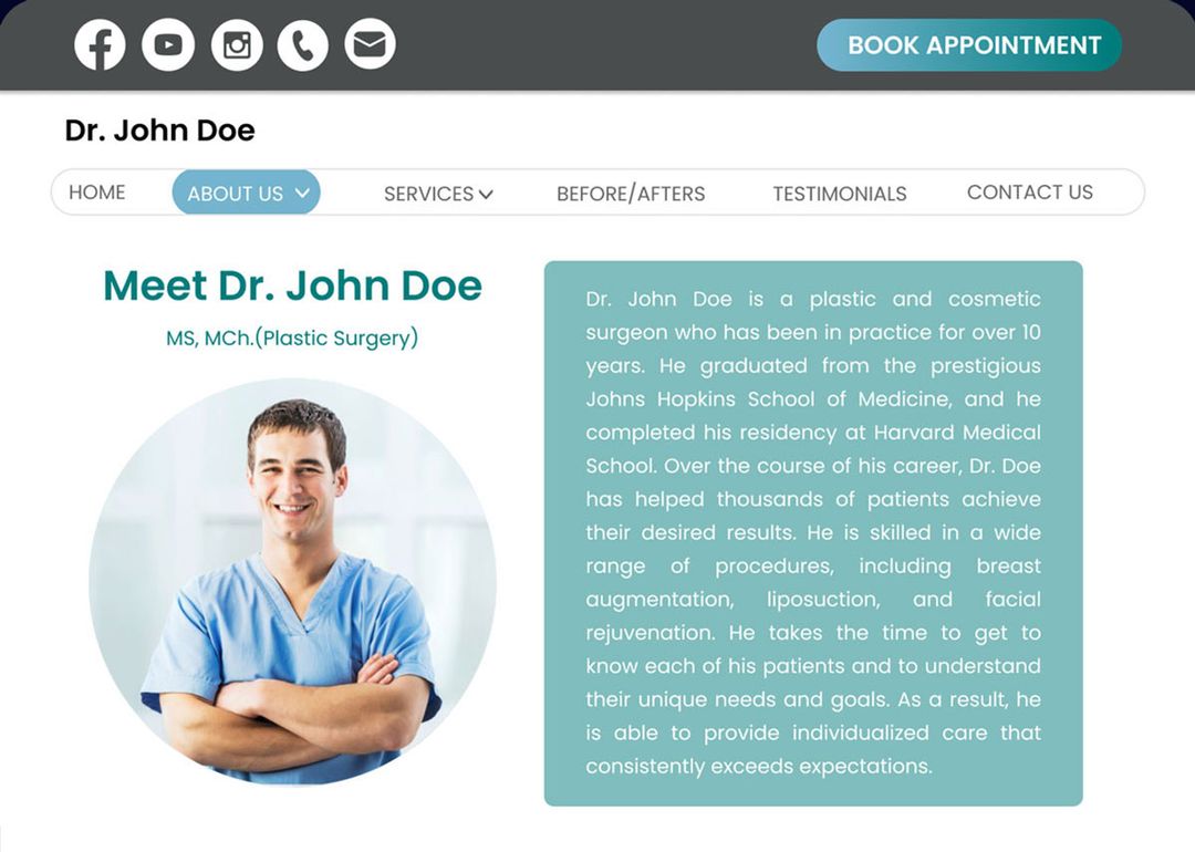 Doctors bio on website