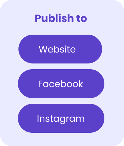 publish to website, facebook, instagram